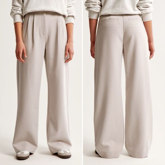 Abercrombie & Fitch Sloane Tailored Wide Leg Pant in Light Taupe Size 30/10 - Picture 1 of 6